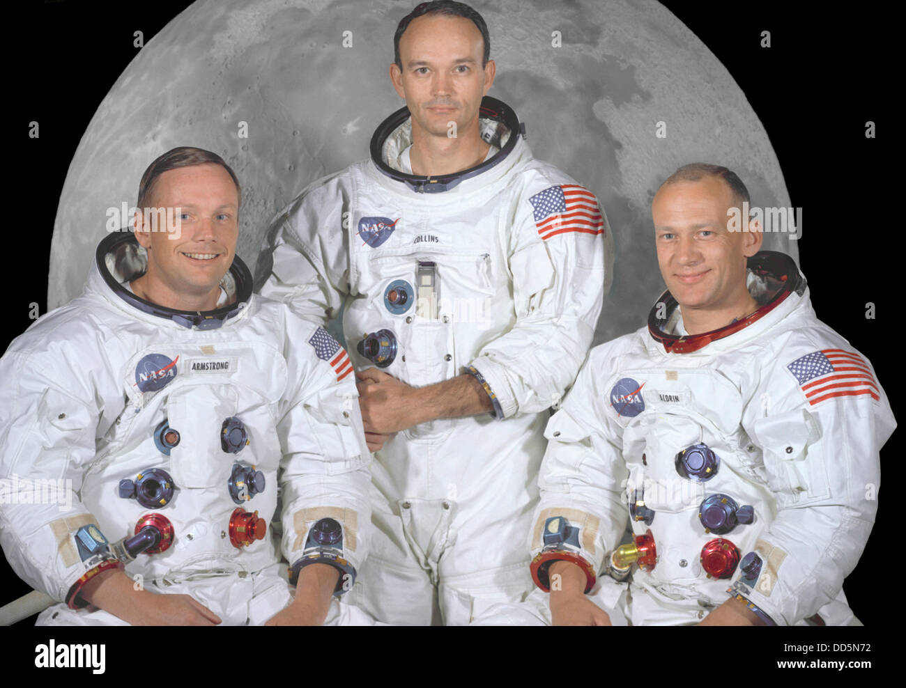 Die Apollo 11 erstklassige Besatzung: Kommandant, Neil A. Armstrong, Befehl Modul-Pilot, Michael Collins und Pilot der Mondlandefähre, Edwin E. Aldrin Jr. Am 20. Juli 1969. Kredit/NASA Stockfoto