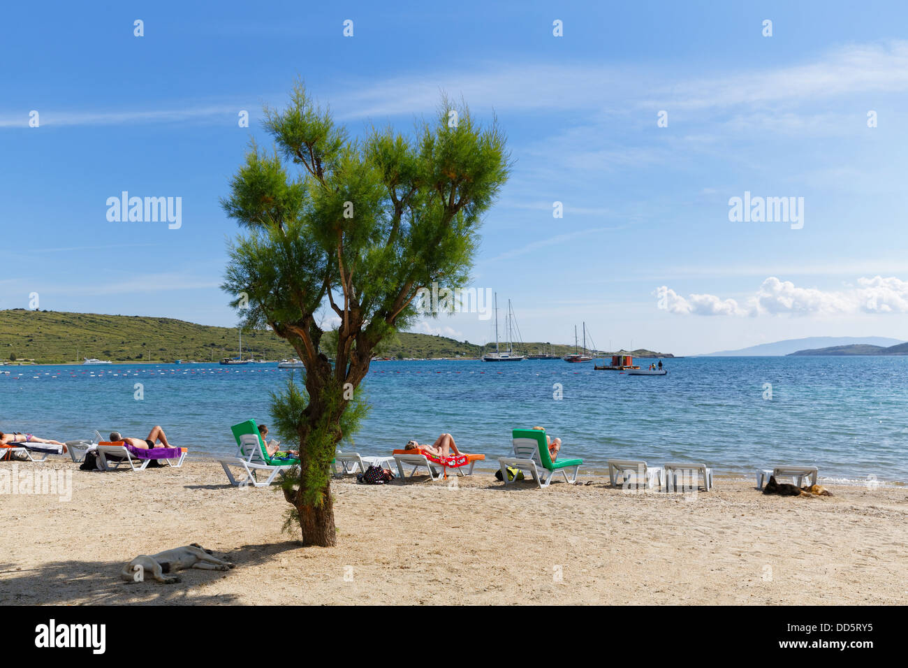 Blick Auf Strand Von Gumbet In Der Nahe Von Bodrum Turkei Stockfotografie Alamy