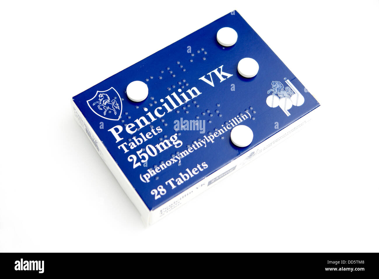 Packungen mit Tabletten Antibiotika Penicillin VK (Phenoxymethylpenicillin) Stockfoto