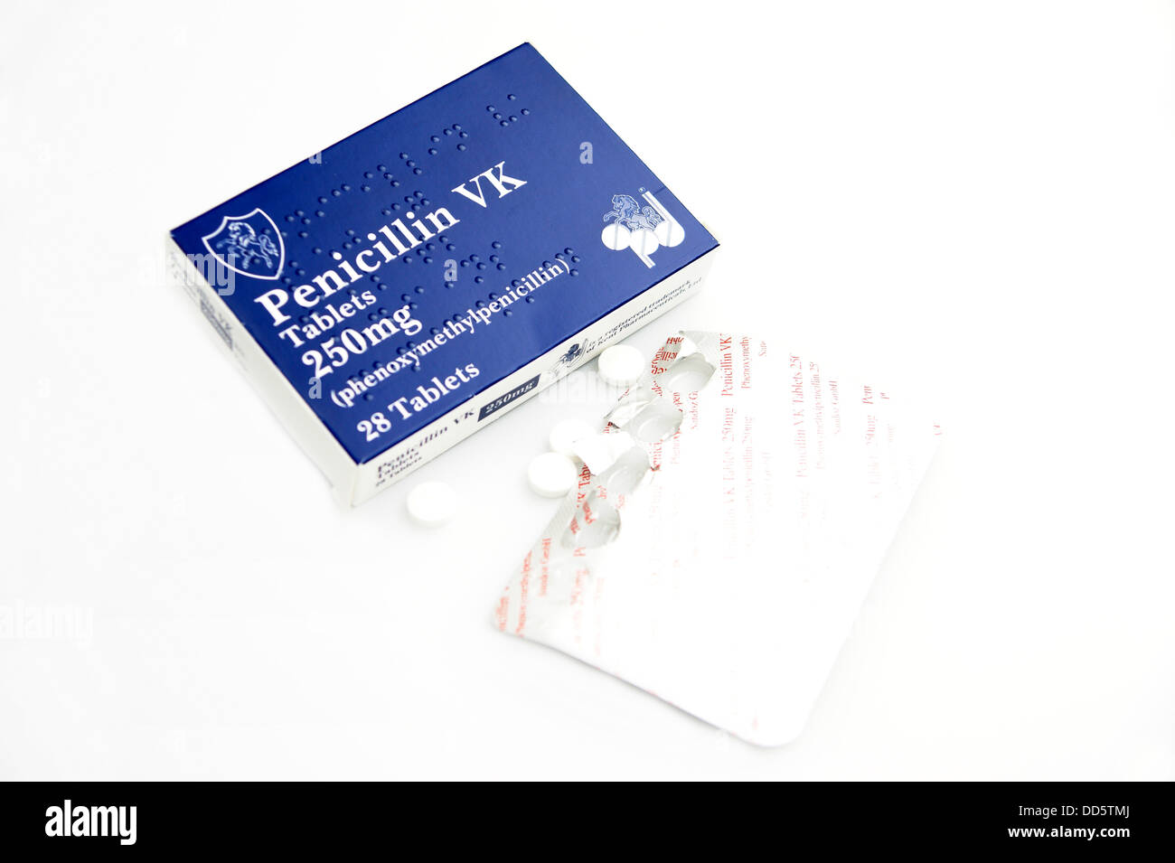 Packungen mit Tabletten Antibiotika Penicillin VK (Phenoxymethylpenicillin) Stockfoto