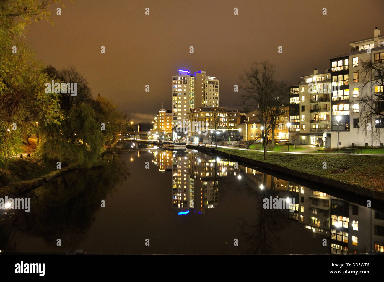 Hohes Haus am Stångån, Linköping Stockfoto