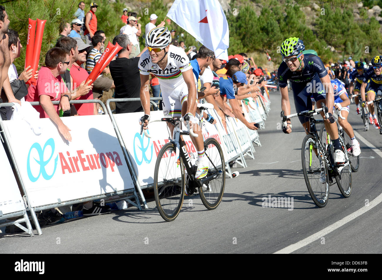 Spanien. 27. August 2013.  Vigo, Miradir de Lobeira. 3. Etappe Vuelta a España. BMC 2013, Gilbert Philippe, Mirador de Lobeira Credit: Action Plus Sport Bilder/Alamy Live News Stockfoto