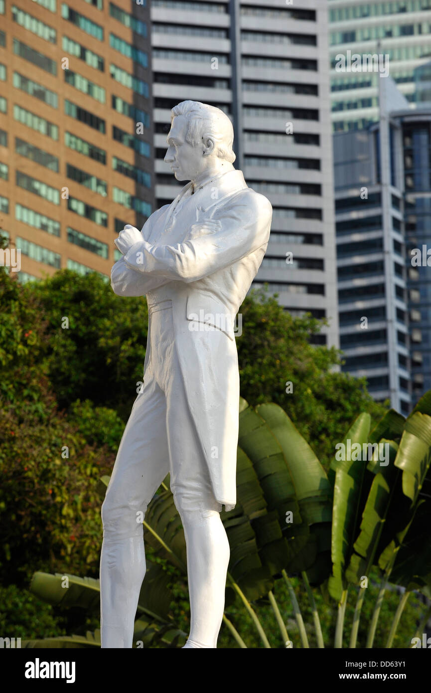 Asia Singapore A Statue von Sir Stamford Raffles wo gelandet Stockfoto