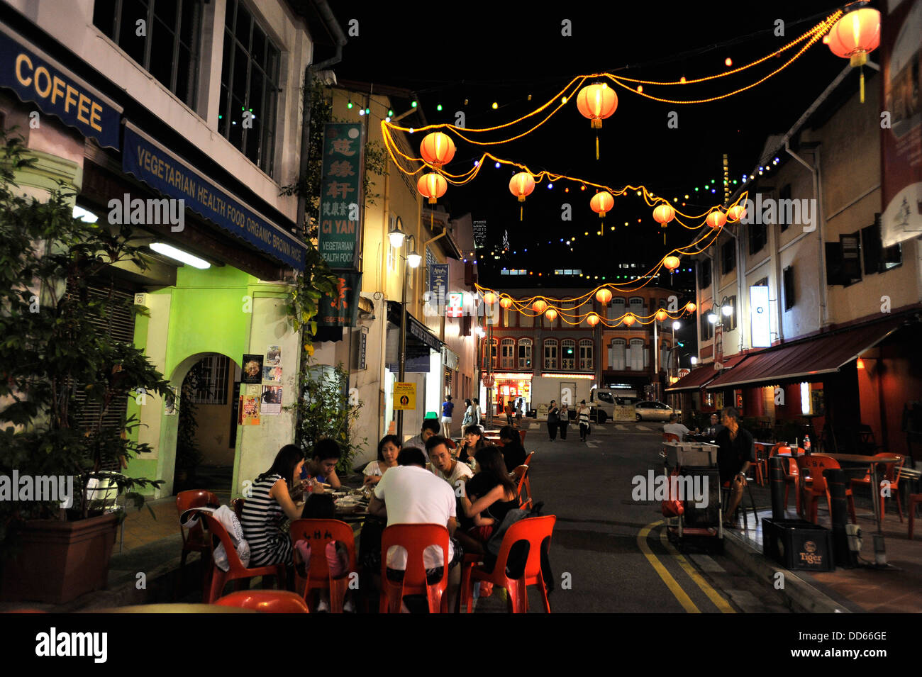 Asien-Singapur-Restaurants in Chinatown Stockfoto