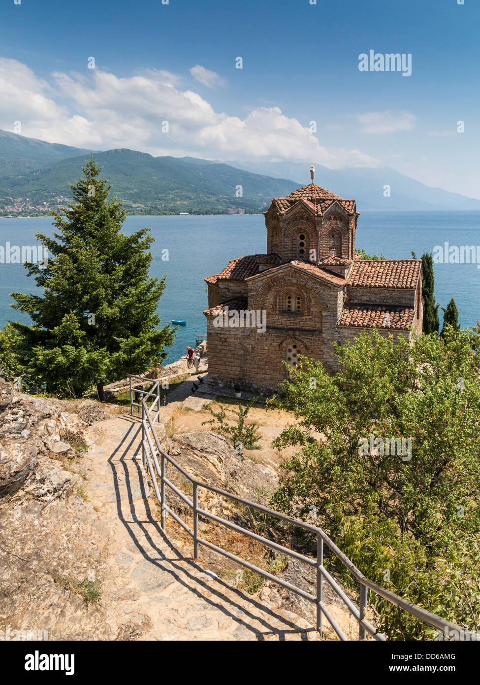 Kirche des Hl. Johannes / Sveti Johan in Ohrid, Mazedonien, Europa oberhalb von Ohrid-See. Stockfoto