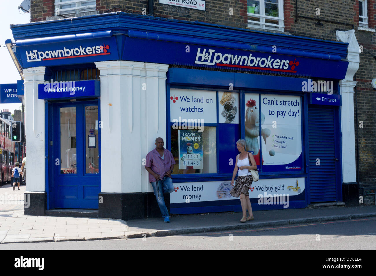 H & T Pfandleiher in Peckham, Südlondon. Stockfoto