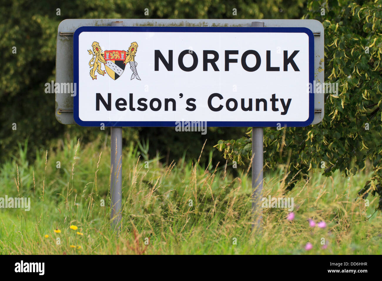 Norfolk county Zeichen an Grenze zu Cambridgeshire Stockfoto