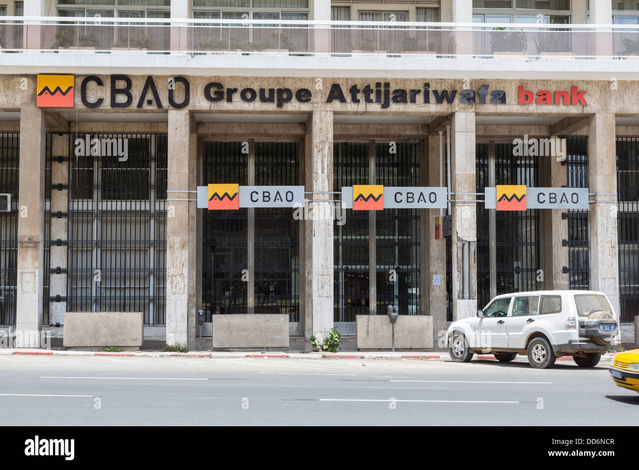 Dakar, Senegal. CBAO Bank, Banking Company of West Africa (Compagnie Bancaire de l ' Afrique Occidentale). Stockfoto