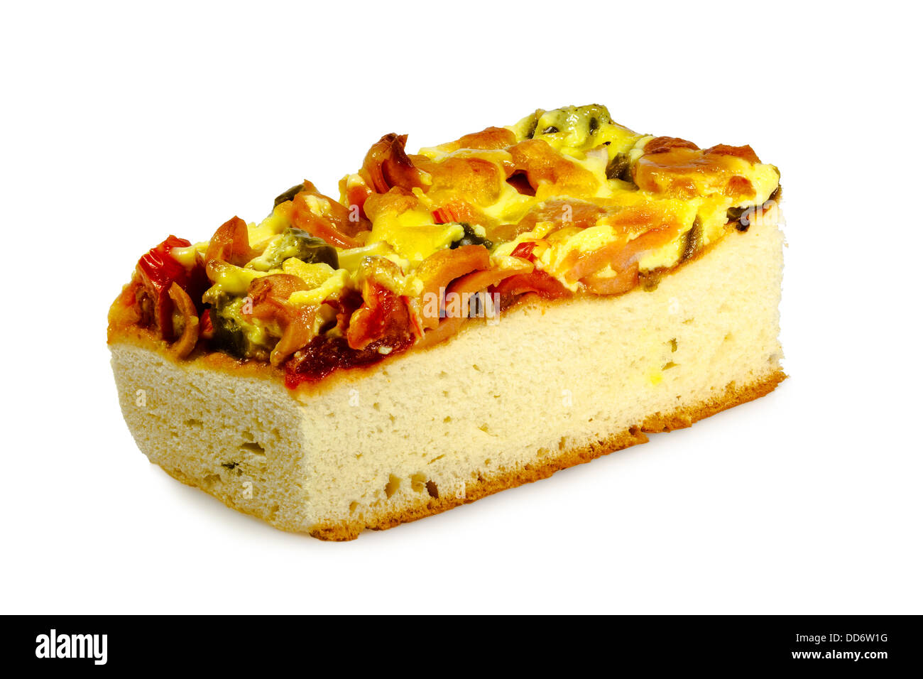 Ein Stück der thai-Stil Meer Essen Pizza isoliert auf weißem Hintergrund Stockfoto