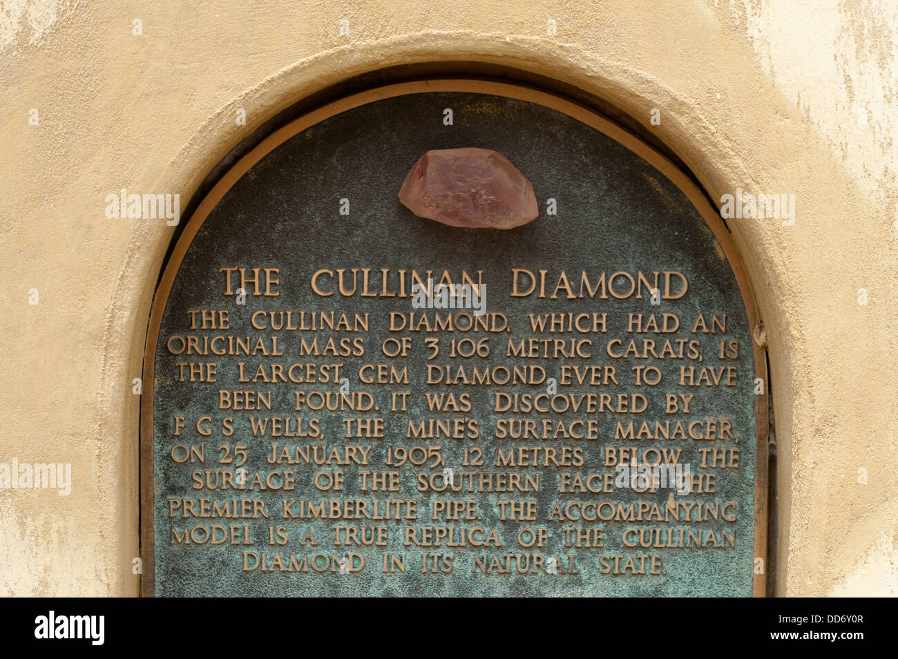 Replik des Cullinan Diamanten, Cullinan Diamond Mine, Cullinan, in der Nähe von Pretoria, Südafrika Stockfoto