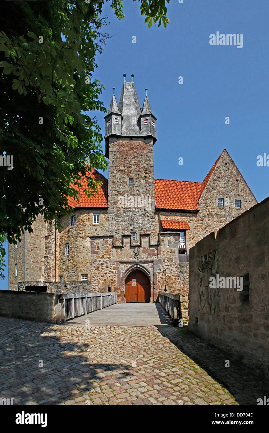 Schloss Spangenberg, Spangenberg, Schwalm-Eder-Kreis, Hessen, Deutschland die Stadt Spangenberg ist am besten von allen für seine Schloss Spangenberg, ein Schloss, gebaut im Jahre 1253 und Wahrzeichen der Stadt bekannt. Stockfoto