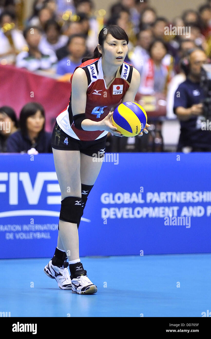 Kanako Hirai (JPN), 16. August 2013 - Volleyball: 2013 FIVB World Grand Prix, erste Runde Woche 3 Pool M entsprechen Japan 0-3 Bulgarien am Sendai Gymnasium in Sendai, Miyagi, Japan. (Foto von Ryu Makino/AFLO) Stockfoto