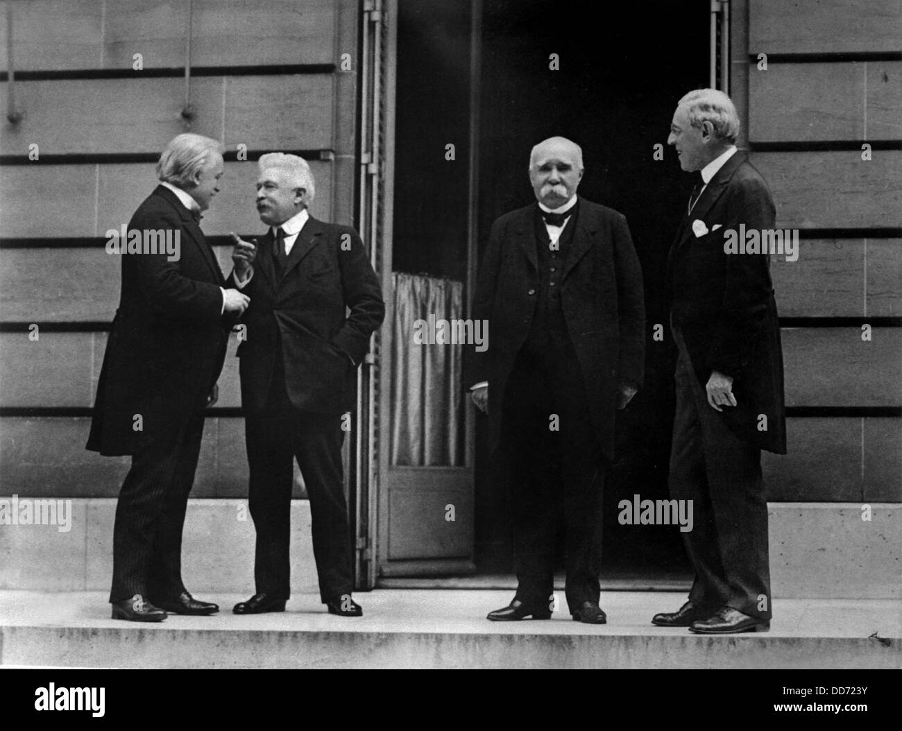 Rat von vier der Friedenskonferenz. Führer von den Siegermächten des ersten Weltkrieges im Hotel Crillon, Paris, Frankreich. Stockfoto