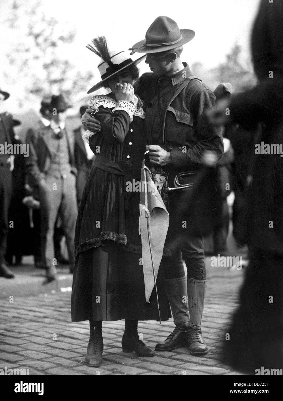 US-Soldat Abschied zu seiner weinenden Schatz. Die 71. Infanterie Regiment, New York National Guard, war für verlassen. Stockfoto