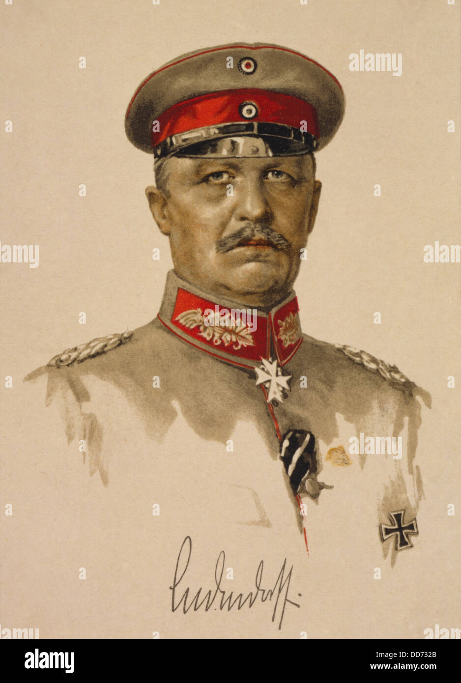 Deutscher General, Erich Ludendorff. Der preußische General führte deutsche Siege bei Tannenberg und den Masurischen Seen. Im Jahre 1916 Stockfoto