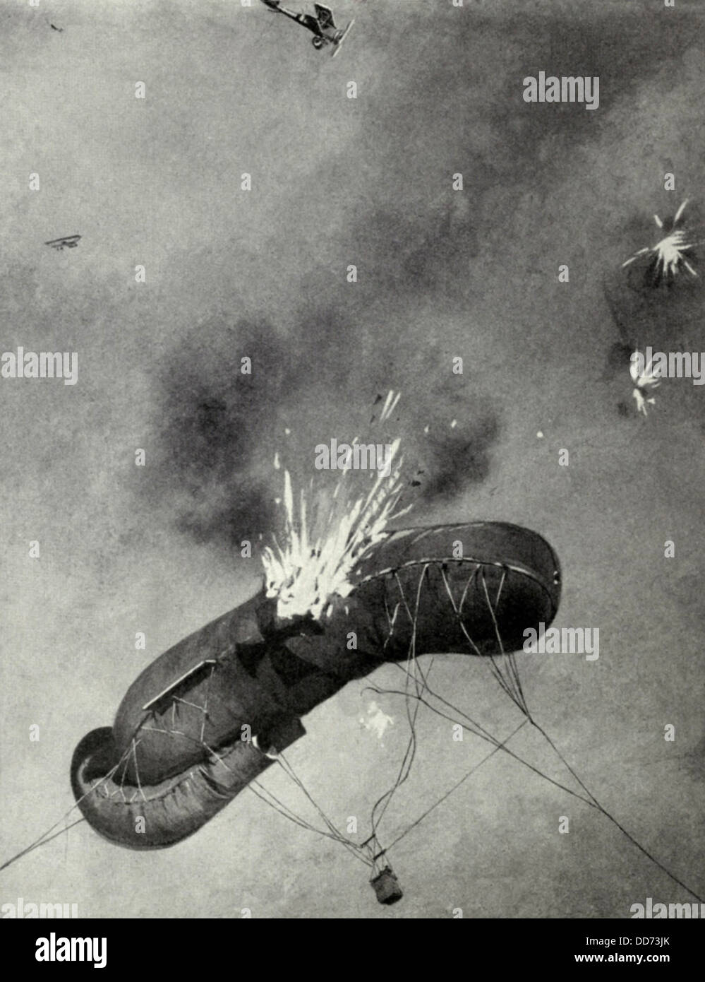Deutsch WW1 Beobachtung Ballone von britischen Flugzeugen angegriffen. Juni 1916. Alliierten vor der Somme-Kampagne organisiert, Stockfoto