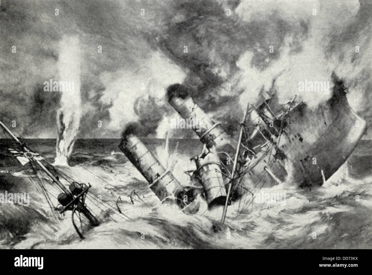 Deutsche Kreuzer sinkt während der Schlacht von Jütland. 31. Mai Juni 1, 1916. (BSLOC 2012 4 90) Stockfoto