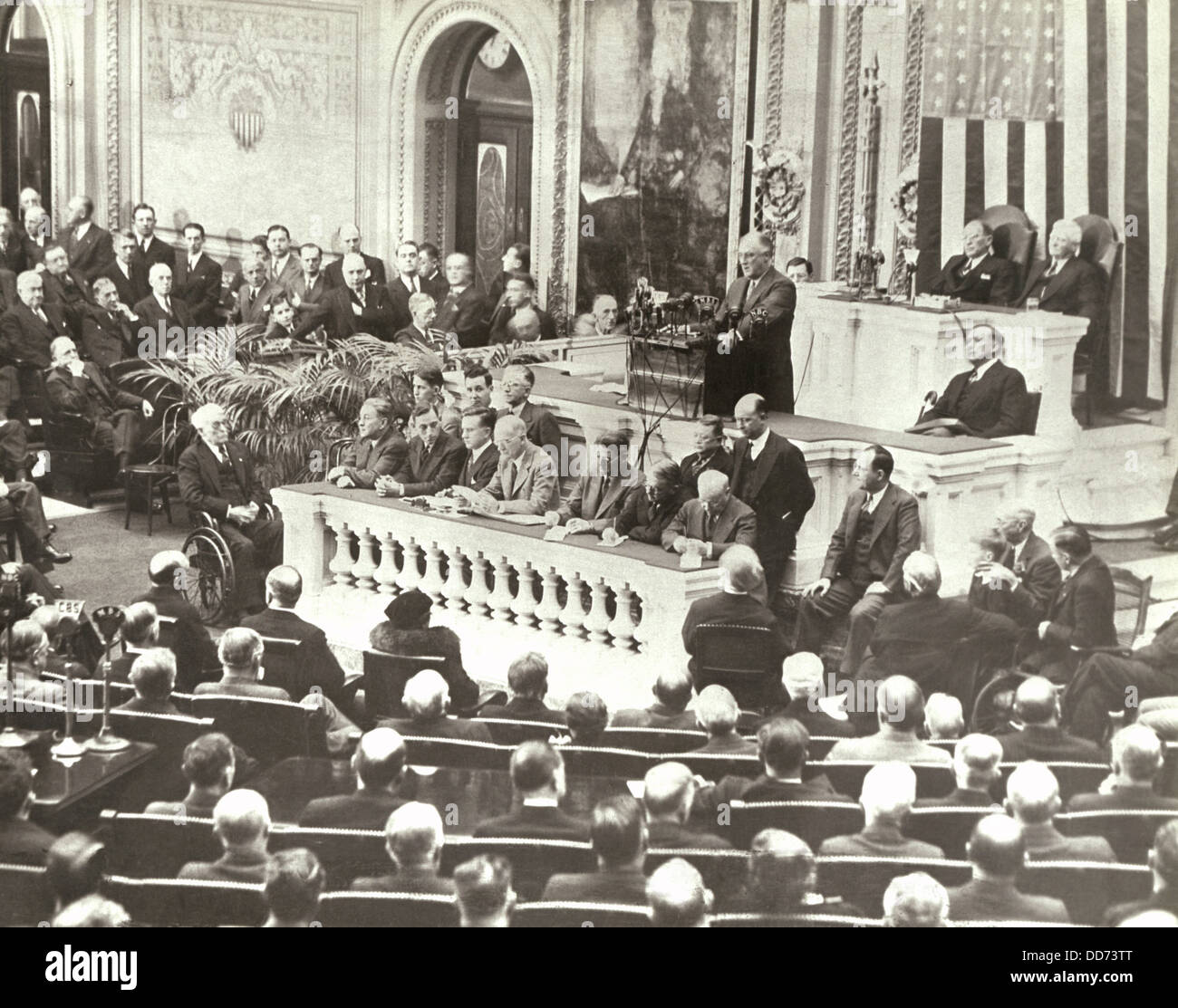 Präsident Roosevelt den Zustand der Anschluß-Adresse liefern. 4. Januar 1939. FDR forderte ein allgemeines Programm für Verteidigung Stockfoto