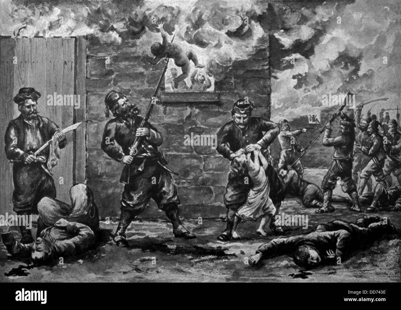 Massaker an den Armeniern wie von einem Augenzeugen beschrieben. Fanatische muslimischen Studenten getötet Armenier in der Nähe von St. Sophia in Istanbul in der Stockfoto