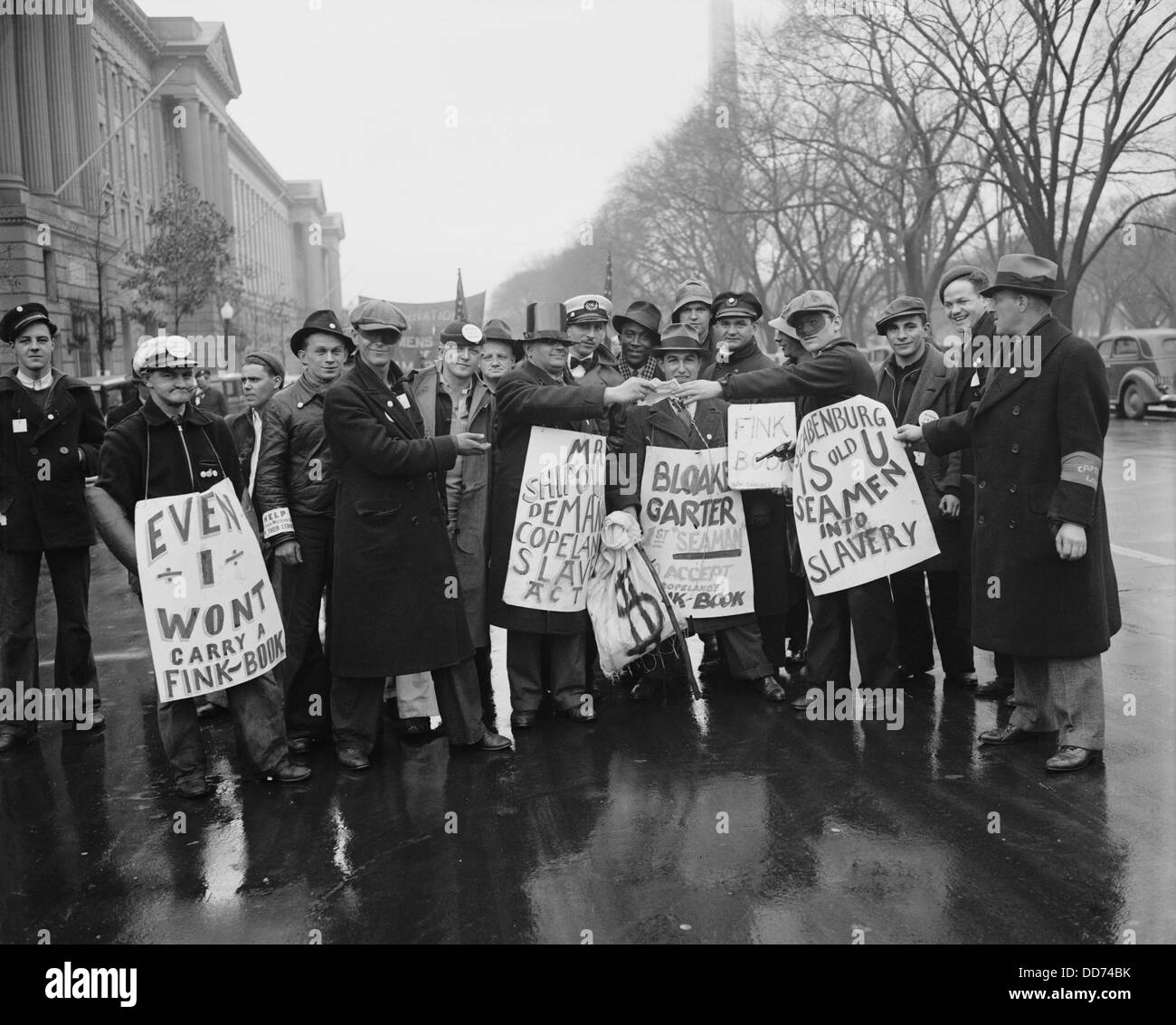 Seeleute Protest gegen die Copeland Sicherheit auf See. 18. Januar 1937. 500 pfählte das Handelsministerium in Washington, D.C. Stockfoto