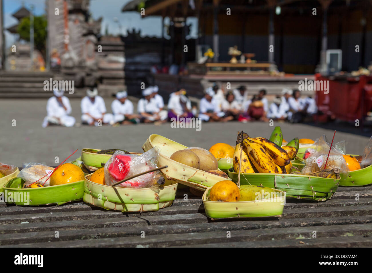 Indonesien, religiöse Angebot bei Pura Ulun Danu Batur Stockfoto