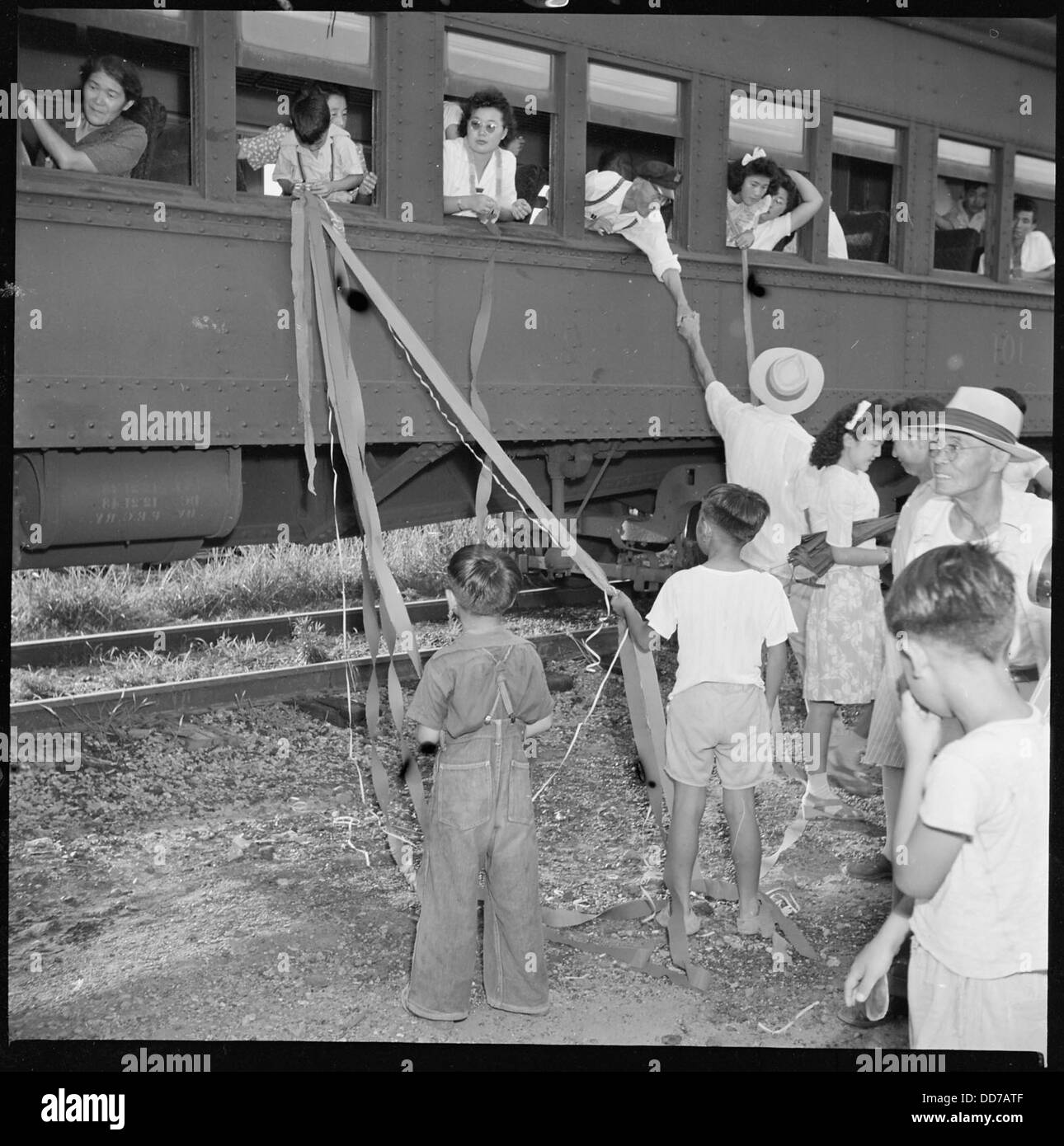 Die Schließung des Jerome Relocation Center in Denson, Arkansas, mit Bezug auf einen sentimentalen Brauch, der während der Internierungszeit praktiziert wurde, wahrscheinlich von japanischen Amerikanern. Stockfoto