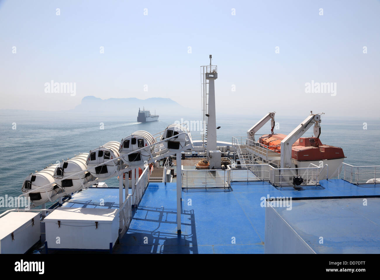 Das obere Deck eines Schiffes große Fähre Stockfoto