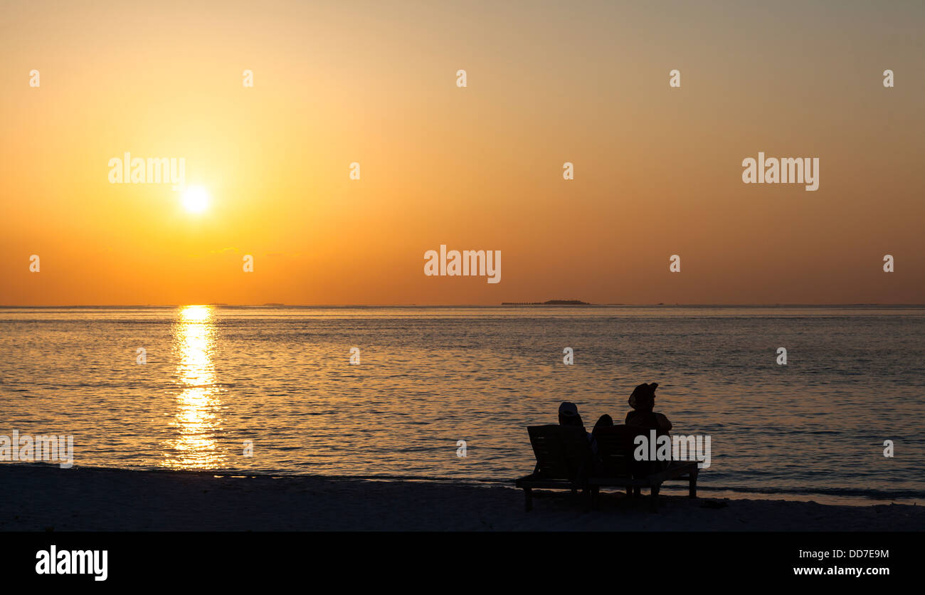 Asien, touristischen Strand Sonnenuntergang betrachten Stockfoto