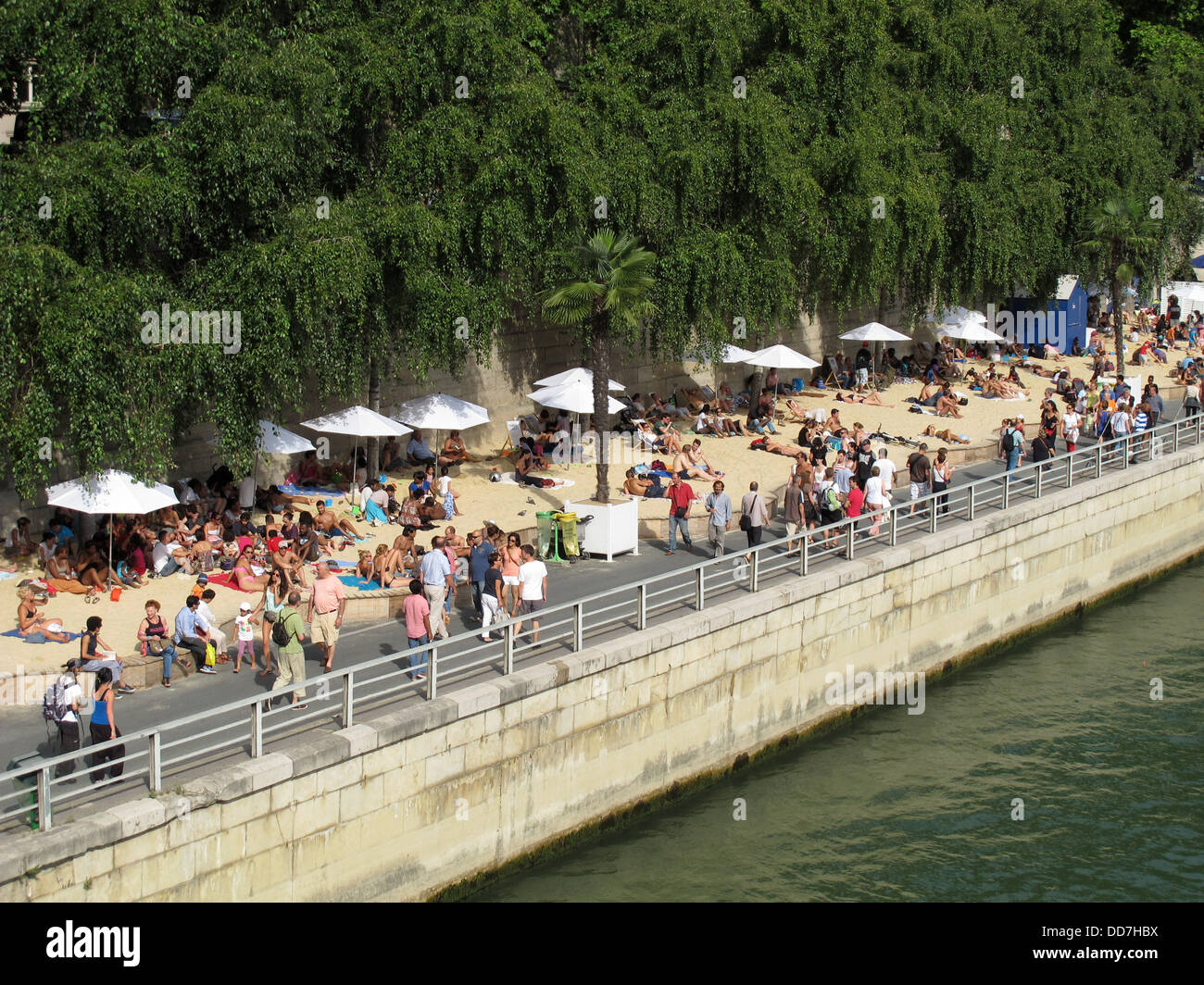 Paris Plage, Ufer, Quai de Gesvre, Frankreich, Paris Strand Stockfoto