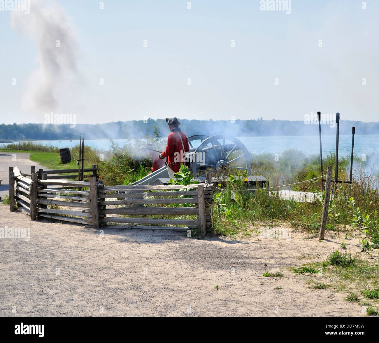 die Kanone des kolonialen Fort Michilimackinac Stockfoto