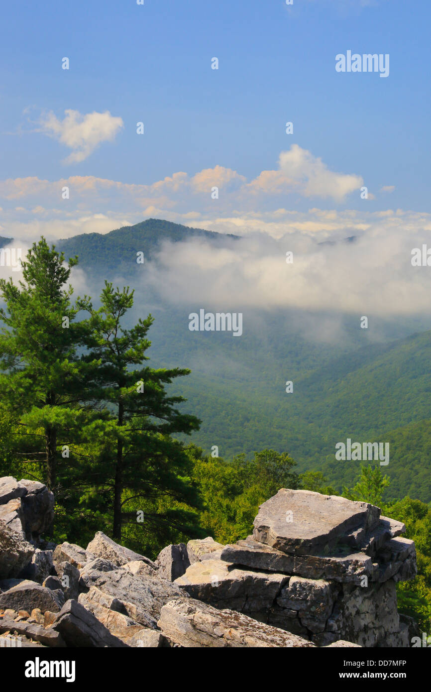 Blick vom Appalachian Trail, Schwarzfels, Shenandoah-Nationalpark, Virginia, USA Stockfoto