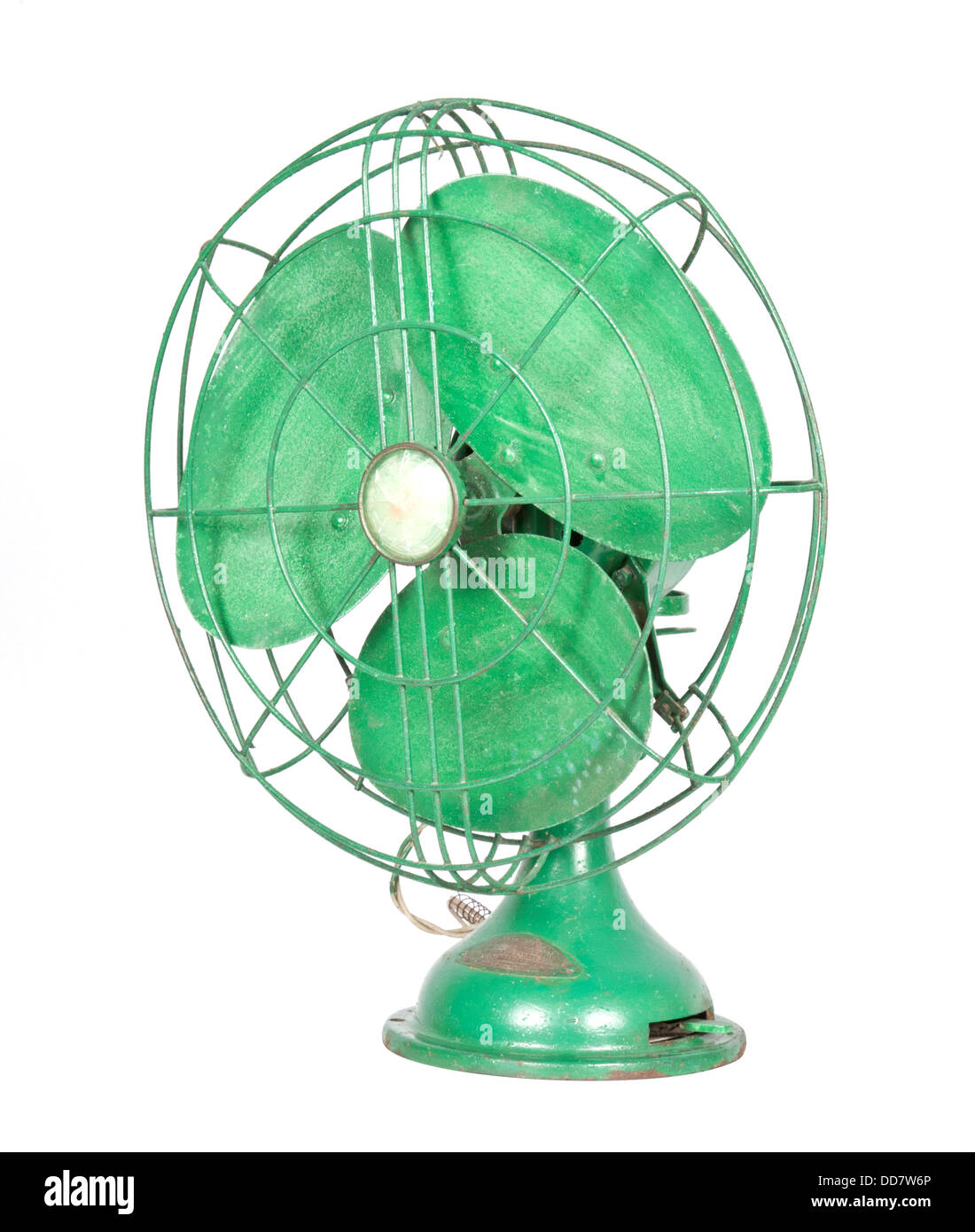 Vintage grün Ventilator auf weißem Hintergrund Stockfoto