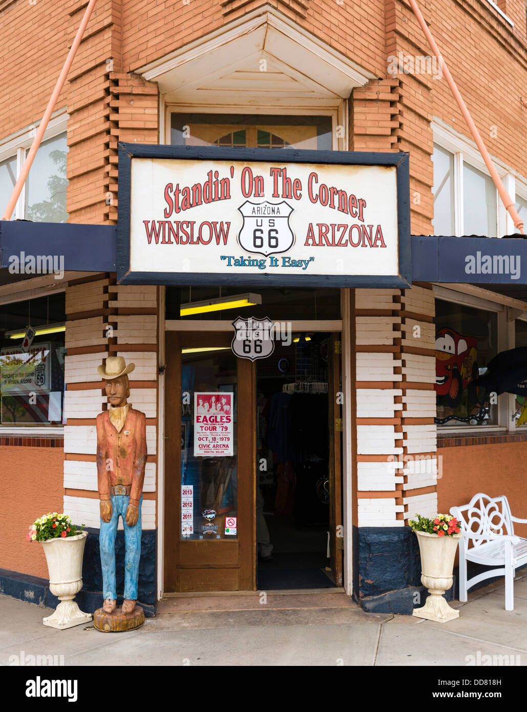 Wunde am "Standin' On The Corner Park" an der alten Route 66 in Winslow, Arizona, USA Stockfoto