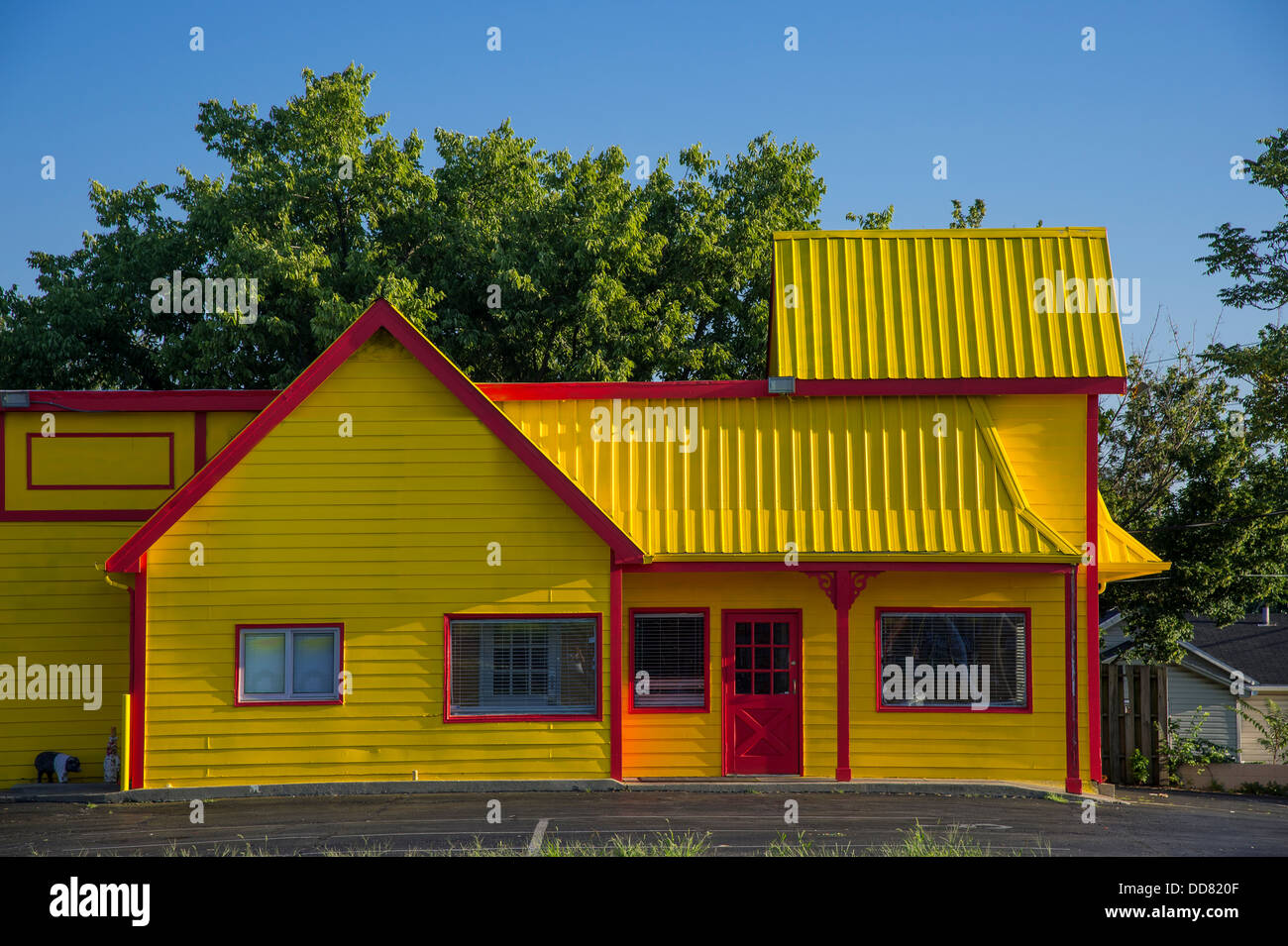 Bunt rot & gelb Home Business Stockfoto