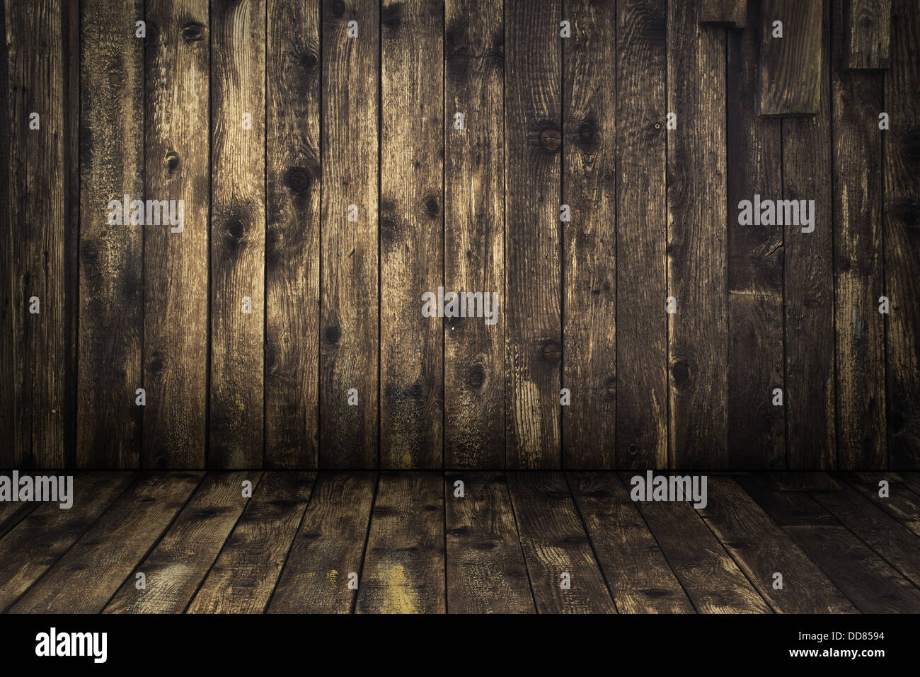 Vintage Holz Innenraum für Product Placement. Stockfoto