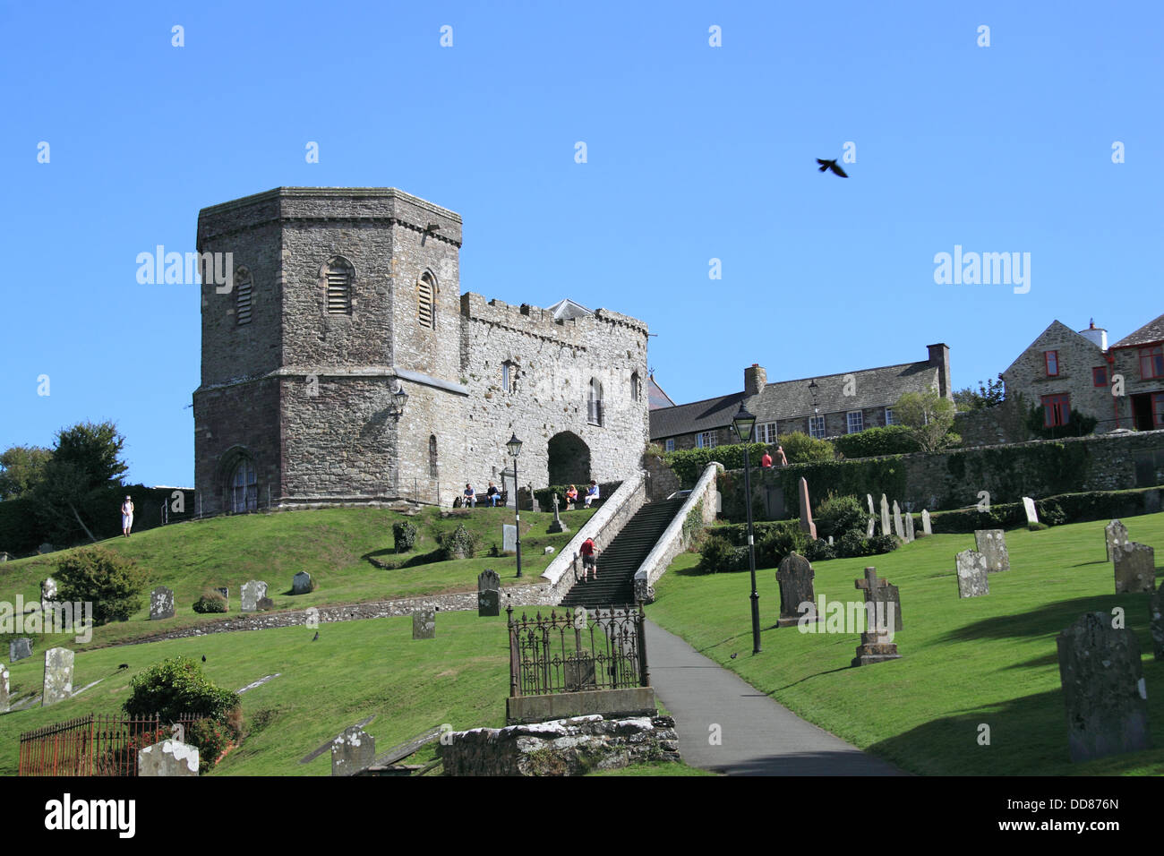 Torhaus und Glockenturm, Kathedrale von St. Davids, Turm St Davids, Pembrokeshire, Wales, Vereinigtes Königreich, UK, Europa Stockfoto