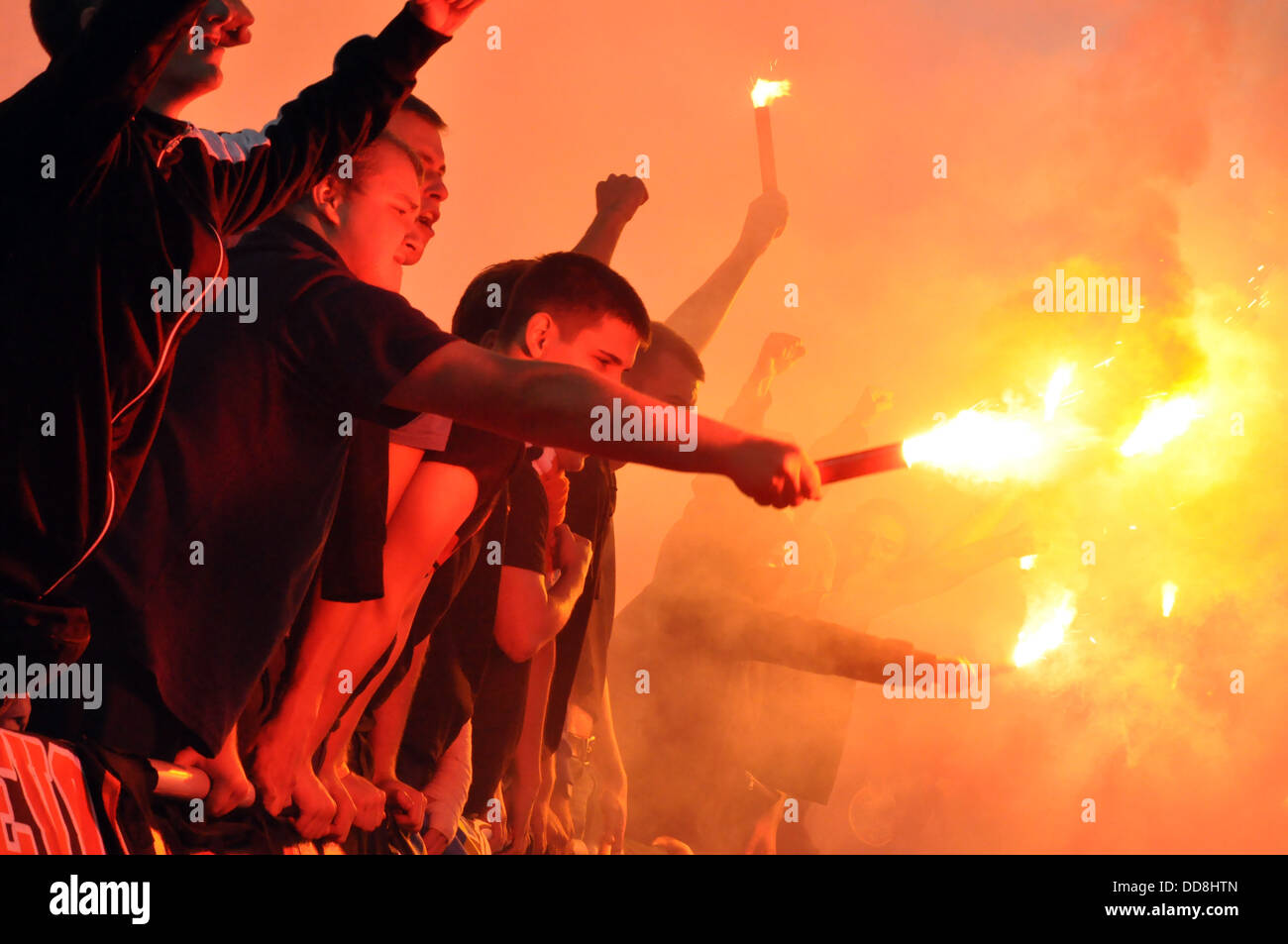 Ultras und Feuer Stockfoto