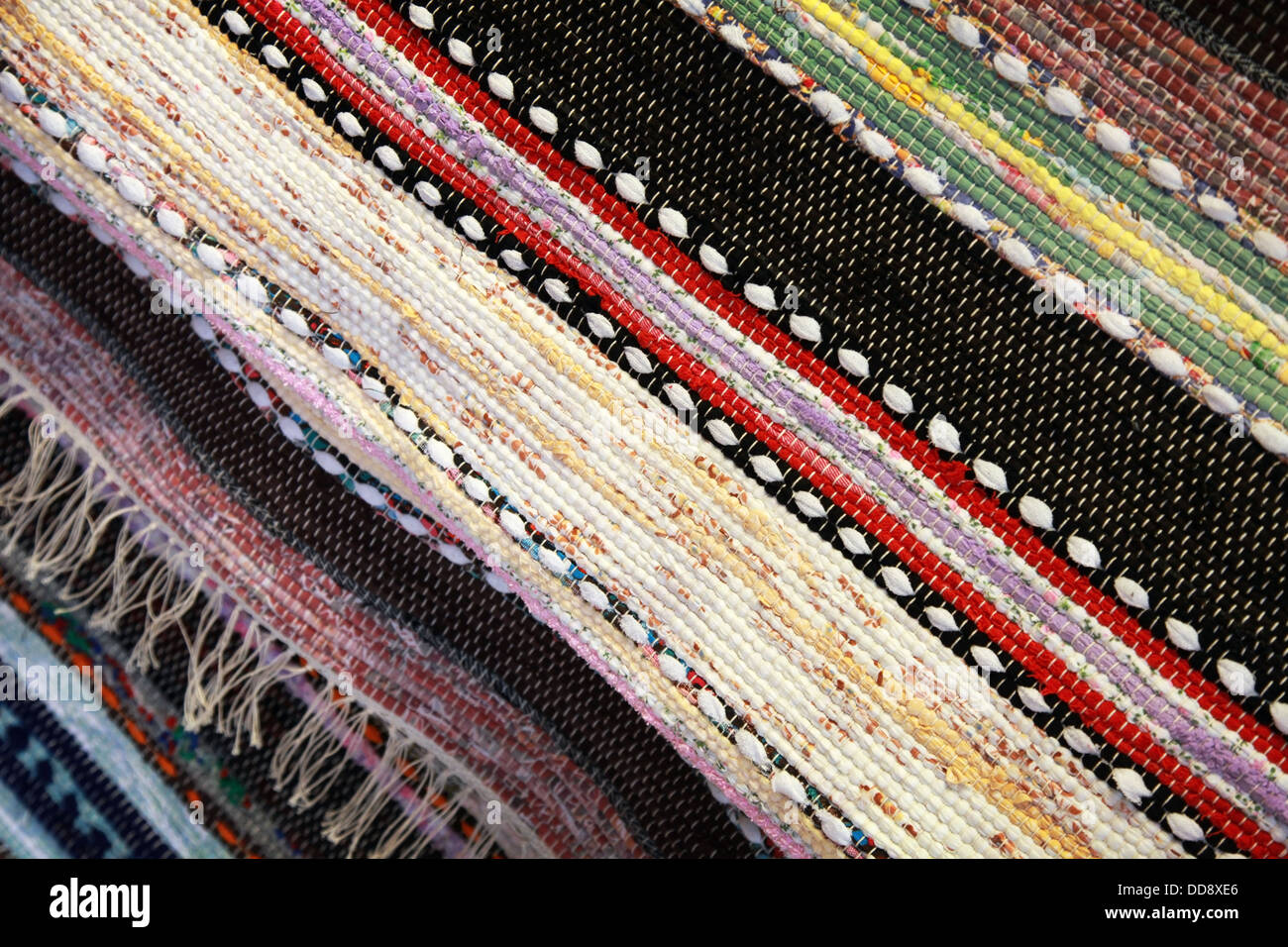 Norwegische Handarbeit Patchwork Teppich Hintergrundtextur Stockfoto