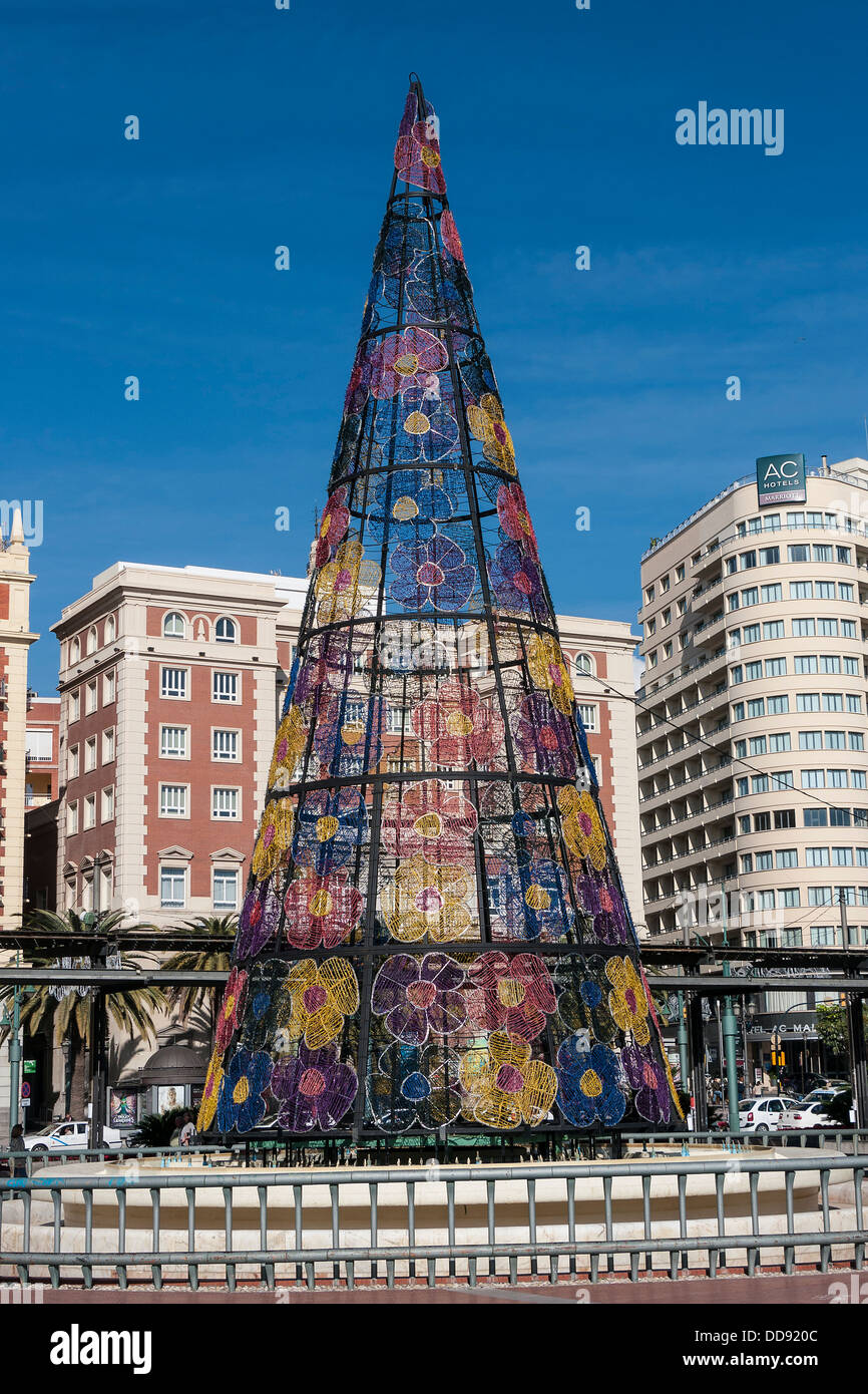 Weihnachtsbaum, Plaza Consitucion, Malaga, Spanien Stockfoto