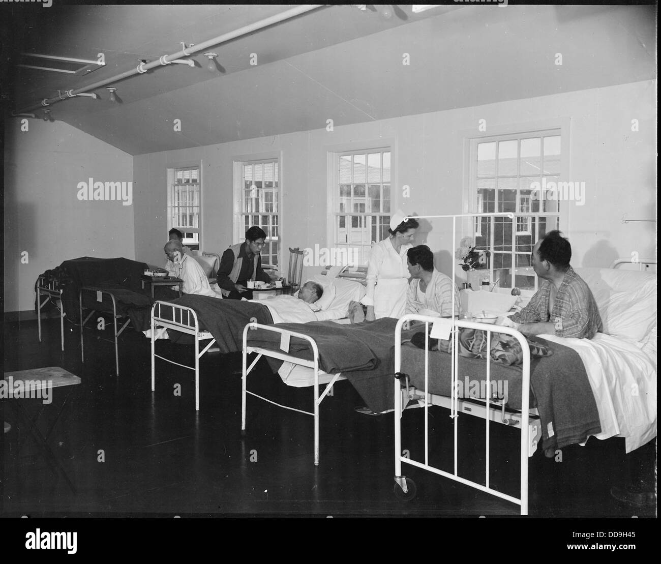 Dieses Bild zeigt die erste Station im Jerome Relocation Center in Denson, Arkansas, einer Haftanstalt für japanische Amerikaner während des Zweiten Weltkriegs Stockfoto