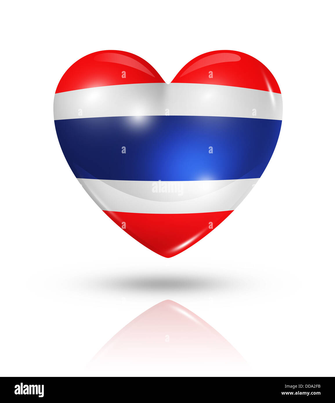 Liebe Thailand Symbol. 3D Herz Flaggensymbol isoliert auf weiss Stockfoto