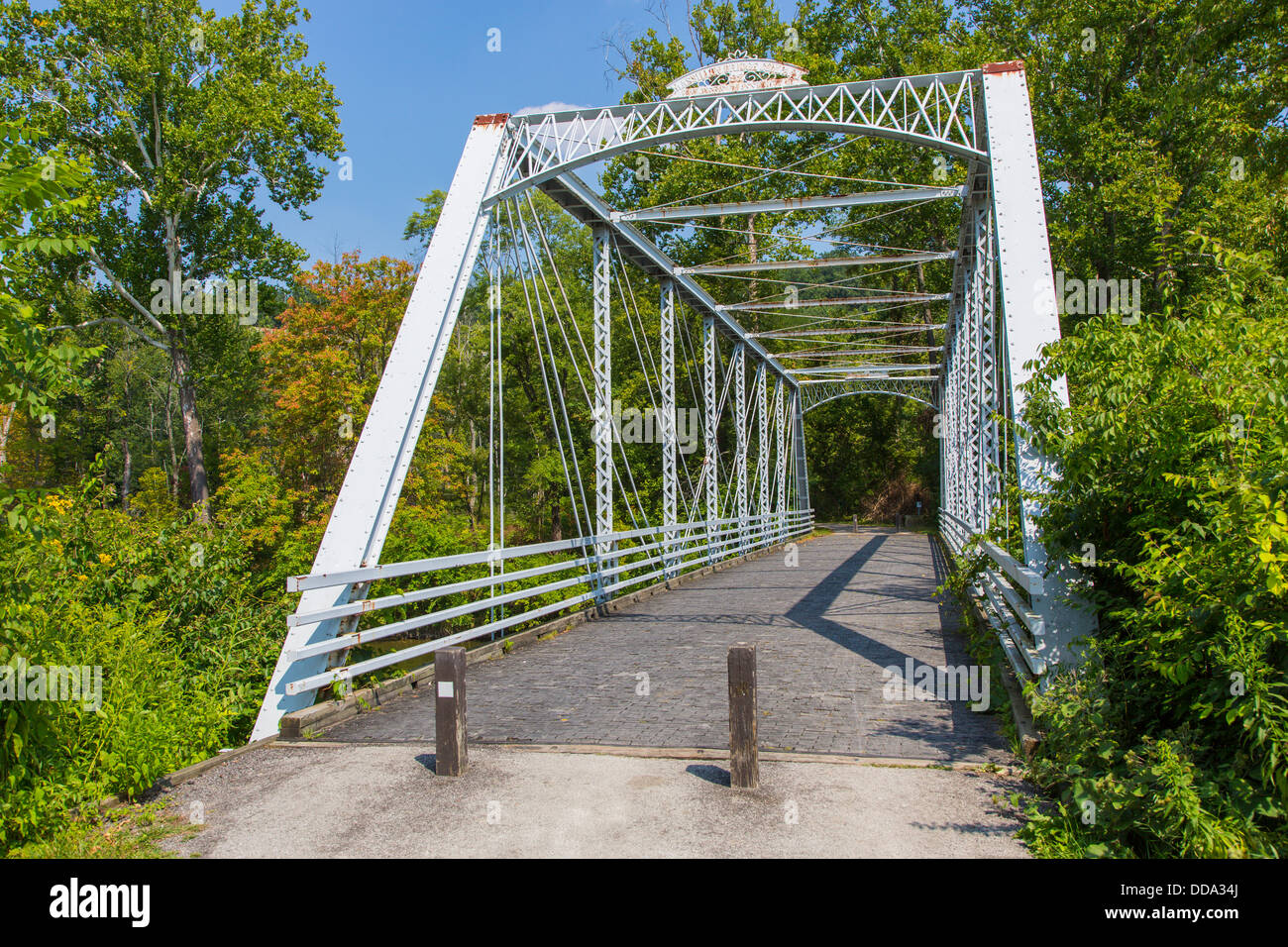 Station Straßenbrücke erbaut 1881 Teil der Wanderung & Fahrrad Pfad im Cuyahoga Valley National Park in Ohio in den Vereinigten Staaten Stockfoto