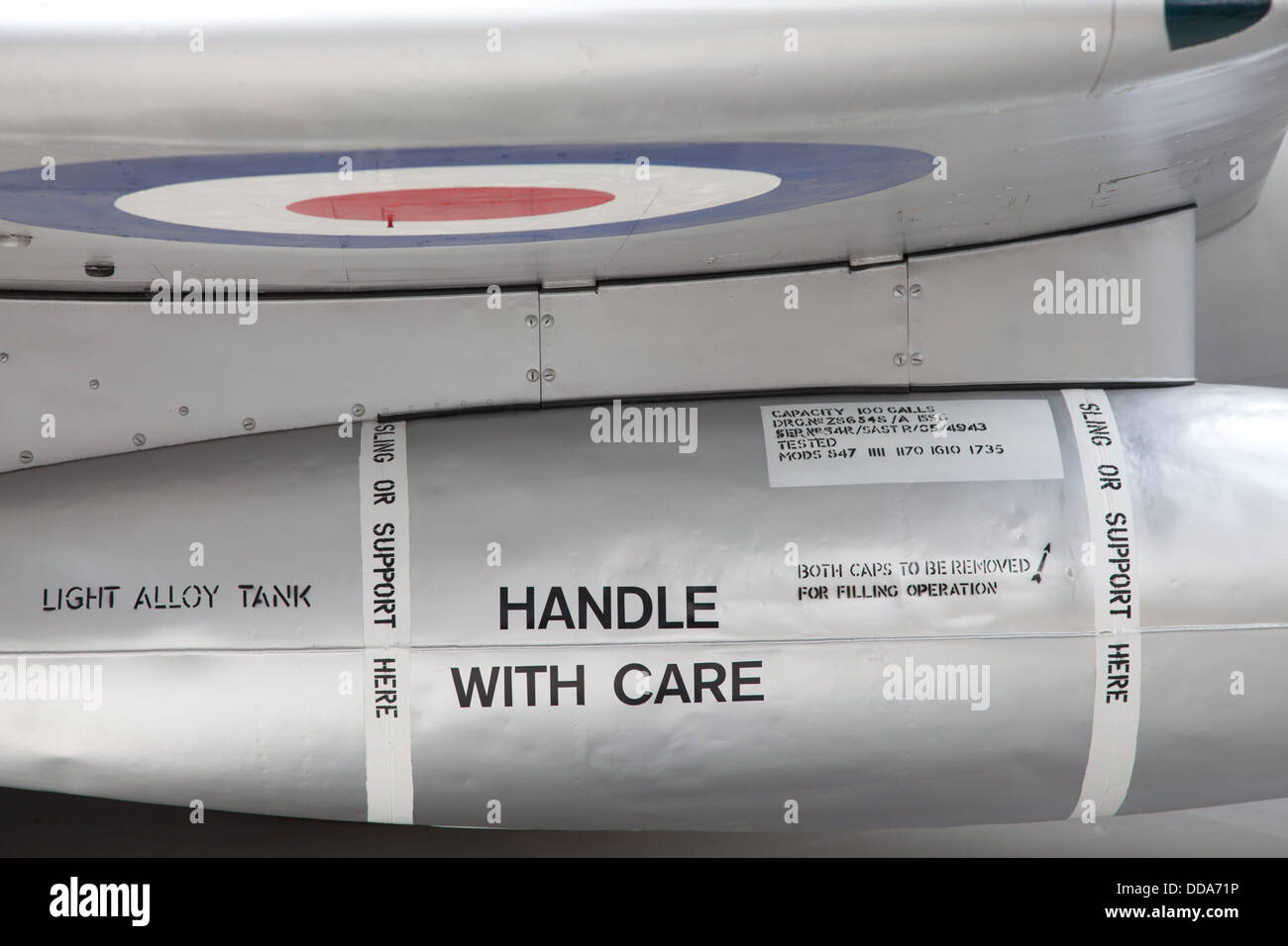 Ex-RAF-Meteor Jet Kampfflugzeug im Imperial War Museum Duxford. Stockfoto