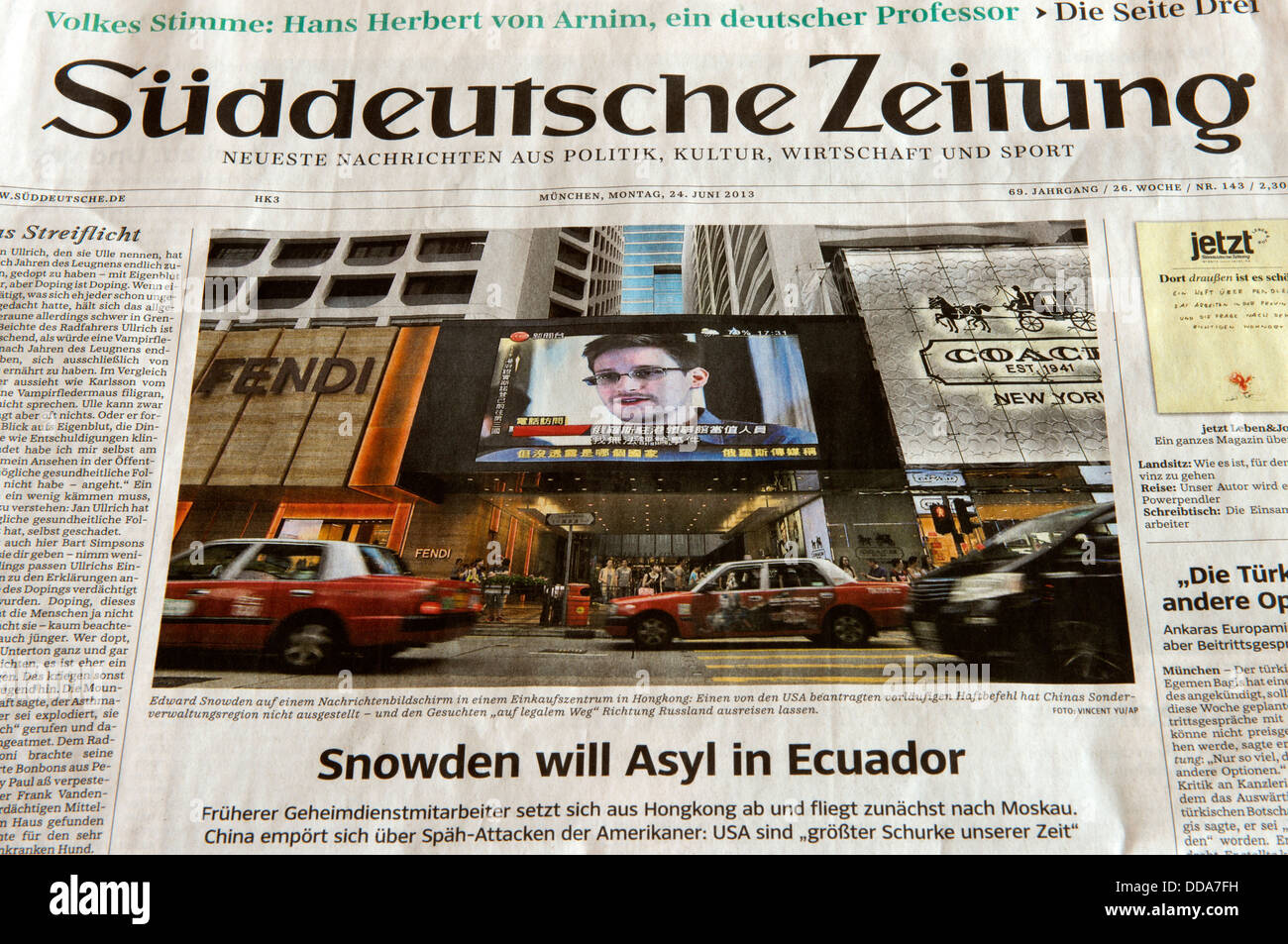 Süddeutsche Zeitung deutsche Zeitung Stockfoto