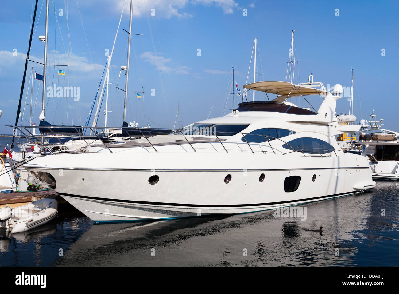 Boot Yacht ankern Pier closeup Stockfoto