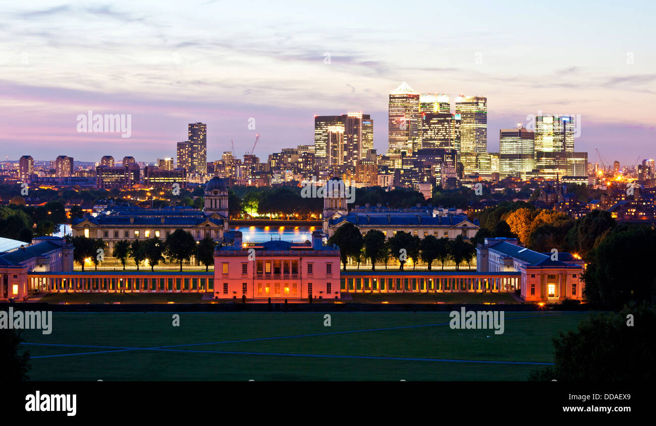 Canary Wharf von Greenwich London UK Stockfoto