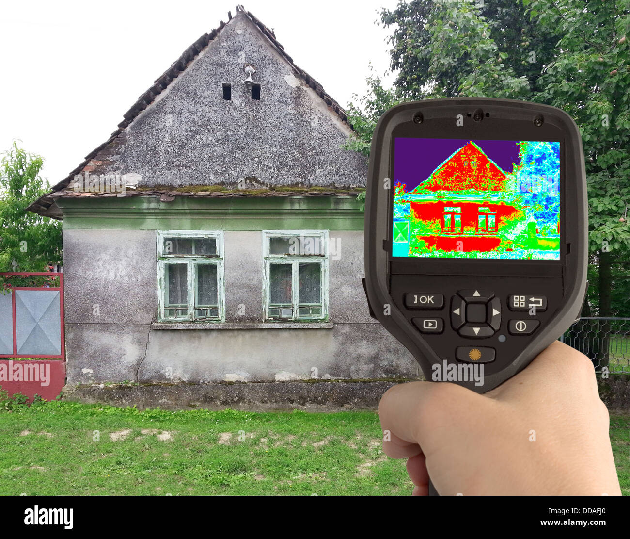 Brunsterkennung Verlust des Hauses mit Infrarot-Wärmebildkamera Stockfoto