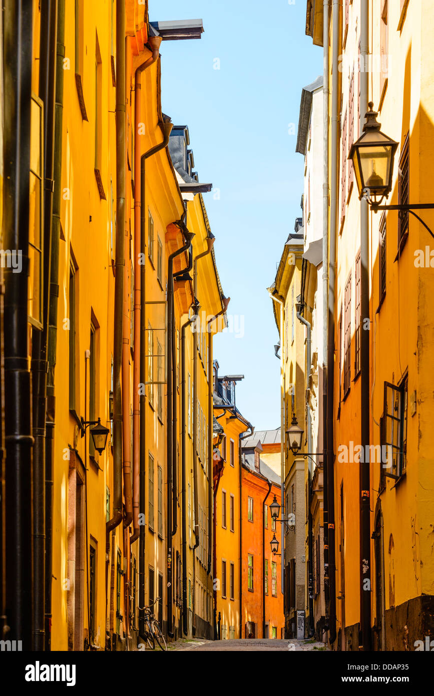 Straße in Gamla Stan (Altstadt)-Stockholm-Schweden Stockfoto