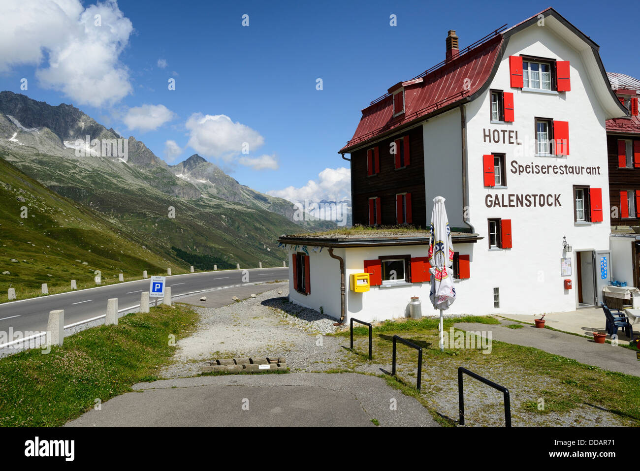 Galenstock Hotel auf den Furka-Pass [Furkapass] - verwendet als Standort in der James-Bond-Film Goldfinger Stockfoto
