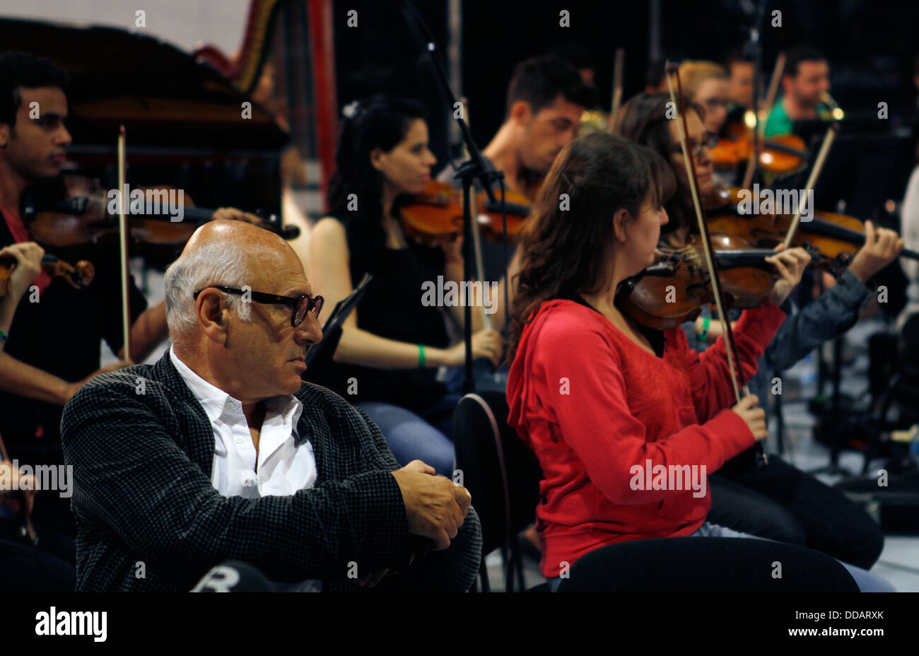 Michael Nyman ist während der Aufzeichnung einer Sinfonie gesehen, während 2014 seinen 70. Geburtstag feiern freigegeben werden. Stockfoto